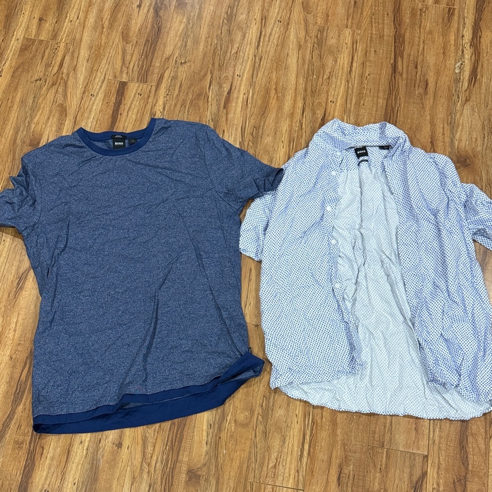 Hugo Boss Men's Blue and White Shirts Set L